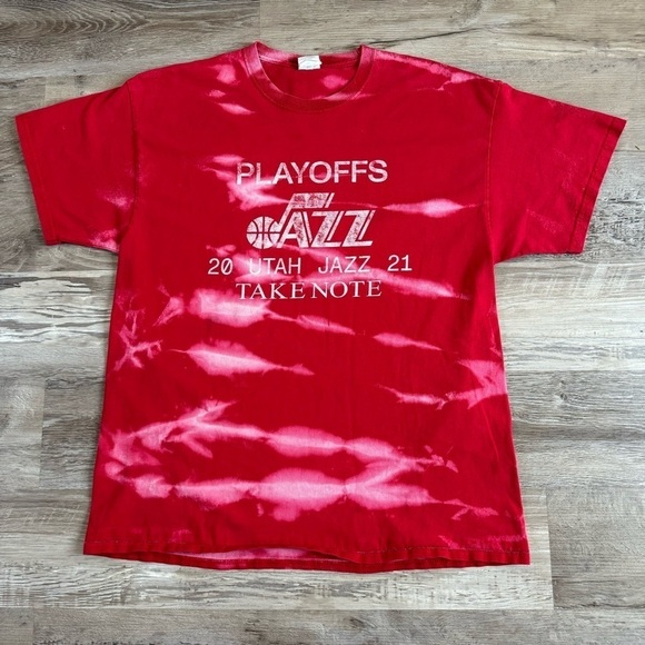 Utah Jazz custom acid wash t shirt
NBA red port co tag men’s XL
Measures 23x29 - Picture 1 of 6